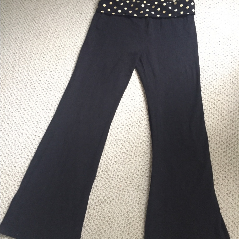 Yoga Pants with gold Polkadot Waistband